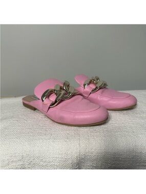 Steve Madden Pink Chain Mules • Chunky Gold Chain Slip-On Loafers